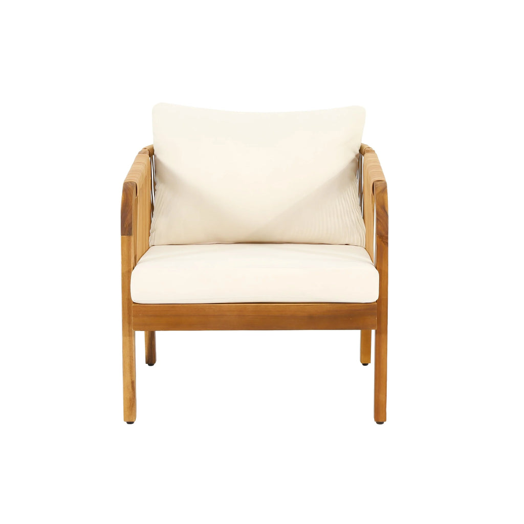 Ensemble de deux fauteuils de club d'extérieur Jabe en bois d'acacia et osier par Christopher Knight Home