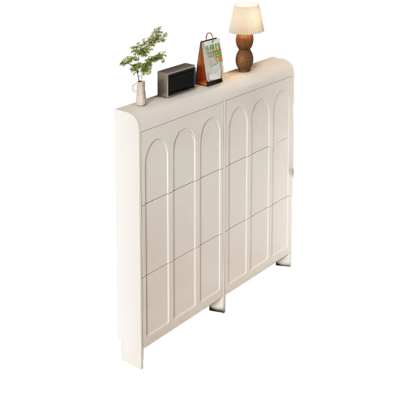 Meuble de rangement pour chaussures en bois blanc à 3 niveaux et à façade abattante Slim