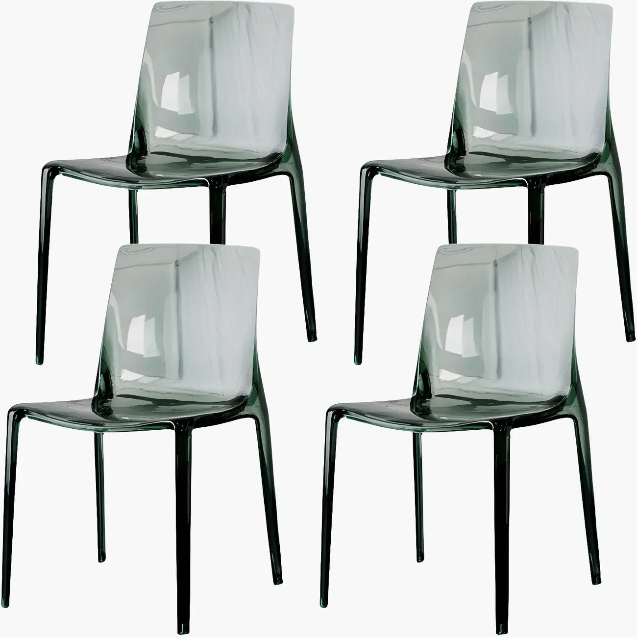 Chaise de salle à manger en acrylique ambré sans accoudoirs à dossier bas