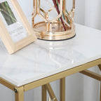 Table basse d'appoint en pierre frittée à 2 niveaux avec étagère de rangement - 40x40x58 cm