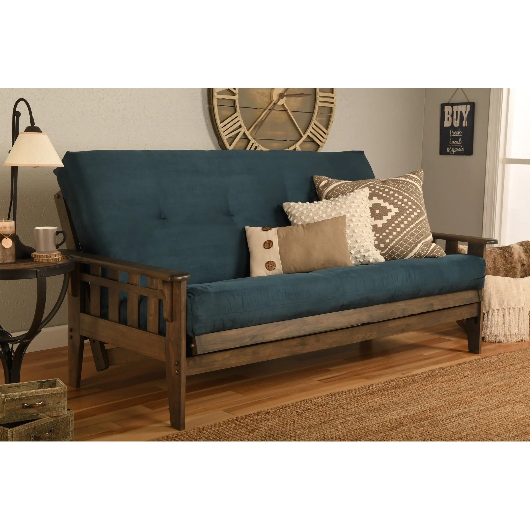Ensemble de futon Somette Tucson pleine grandeur en noyer rustique avec matelas