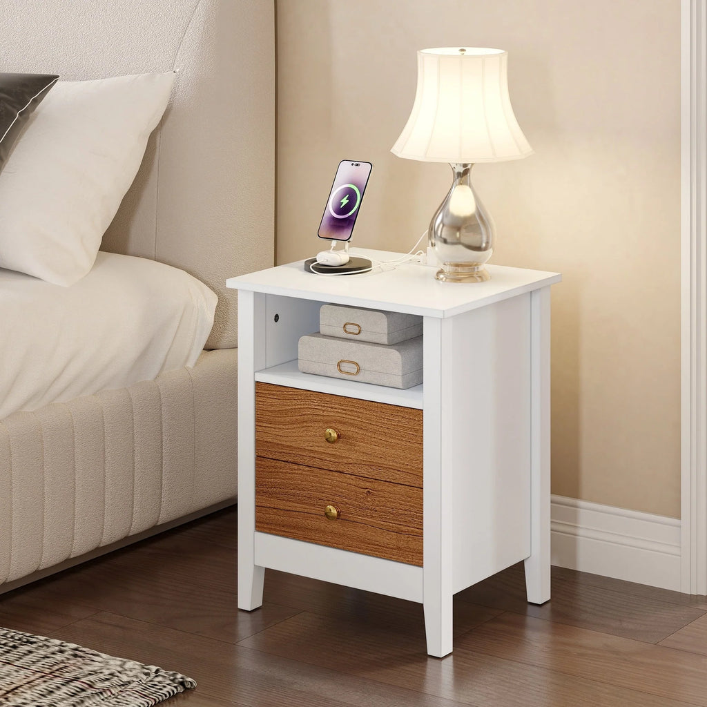 Tables de chevet lot de 2 avec station de recharge table d'appoint avec 2 tiroirs avec ports USB et prises de courant chevet de lit