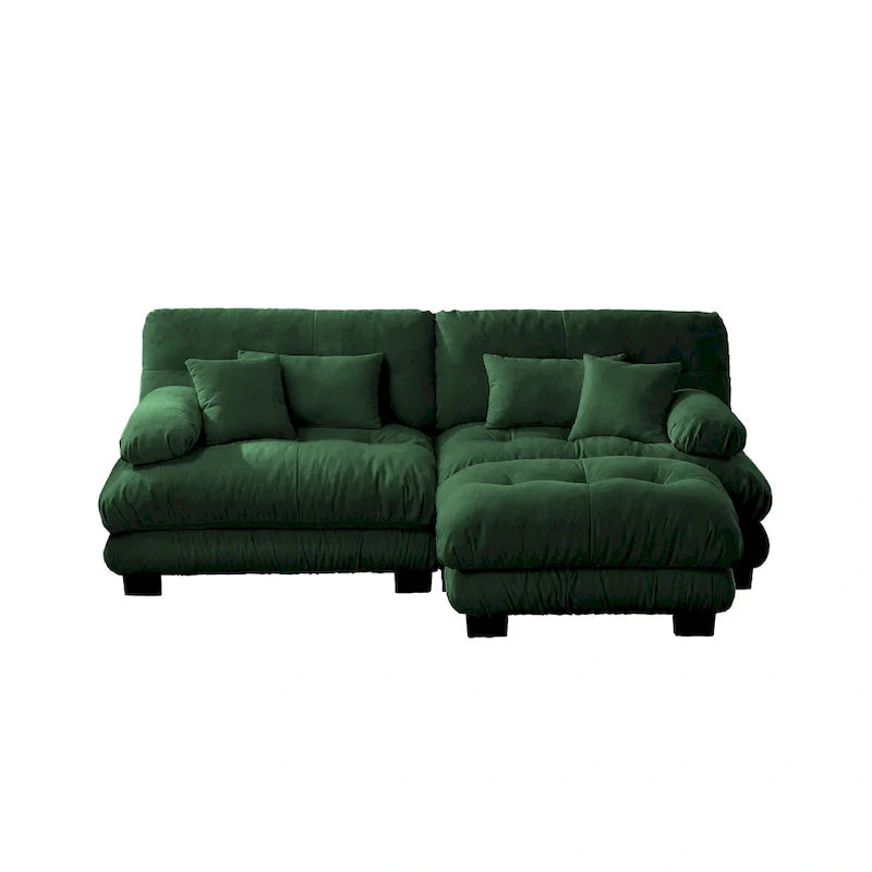 Canapé d'angle en forme de L en chenille avec coussins lombaires