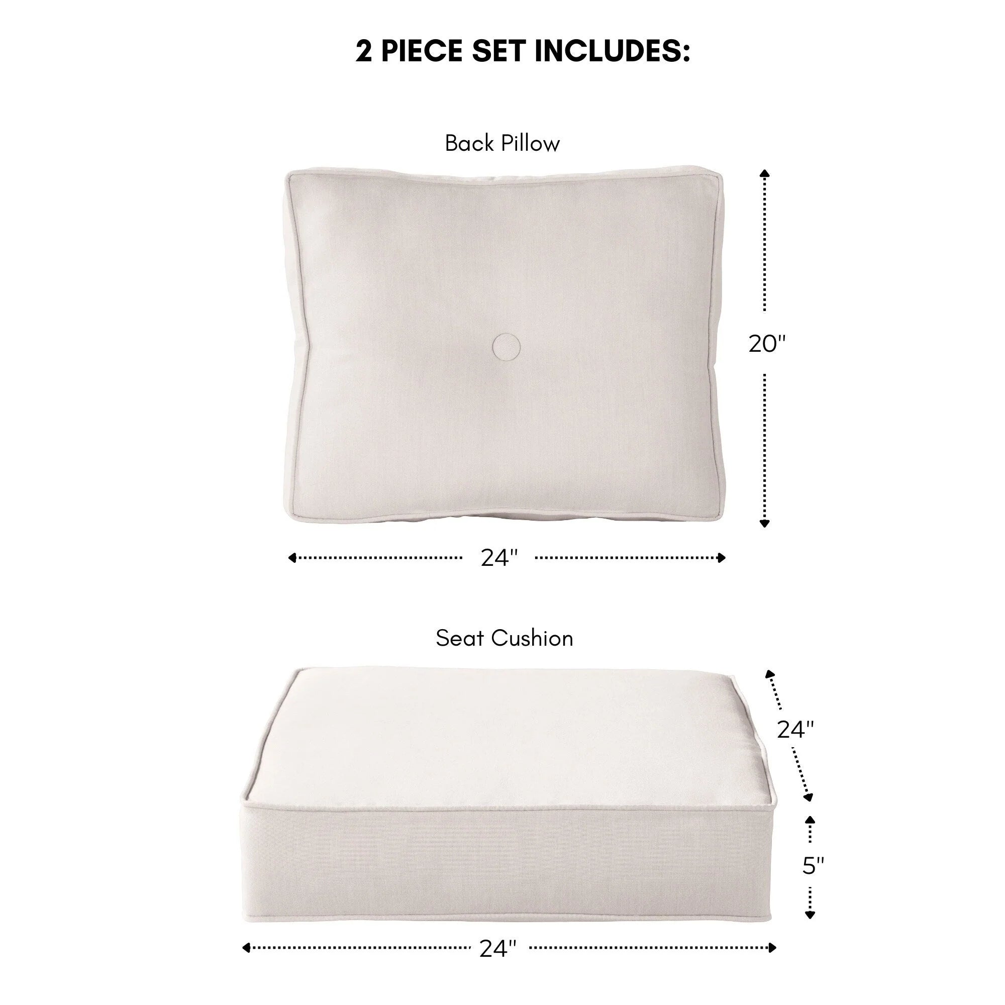Ensemble de 2 coussins d'extérieur Sunbrella haut de gamme à assise profonde