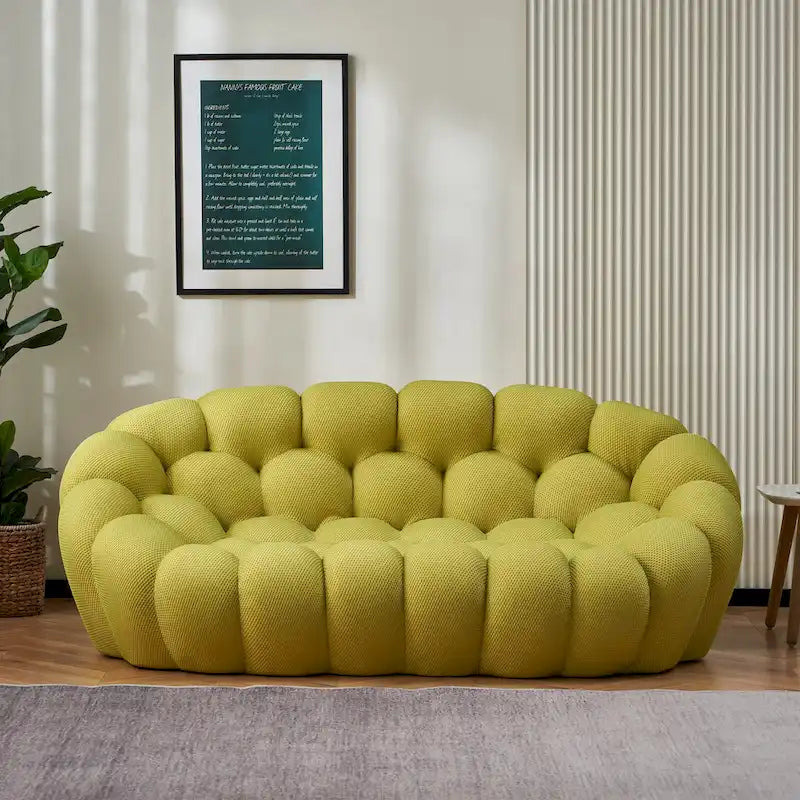 Canapé paresseux courbé 2 places Bubble de forme nid d'abeille en tissu textile 3D pour salon et appartement
