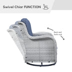 Chaises longues à bascule d'extérieur Gymojoy en osier avec base pivotante (lot de 2)