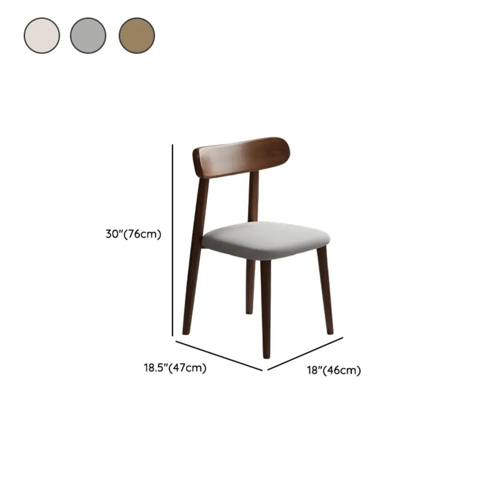 Chaise de salle à manger moderne en cuir sans accoudoirs avec dossier bas