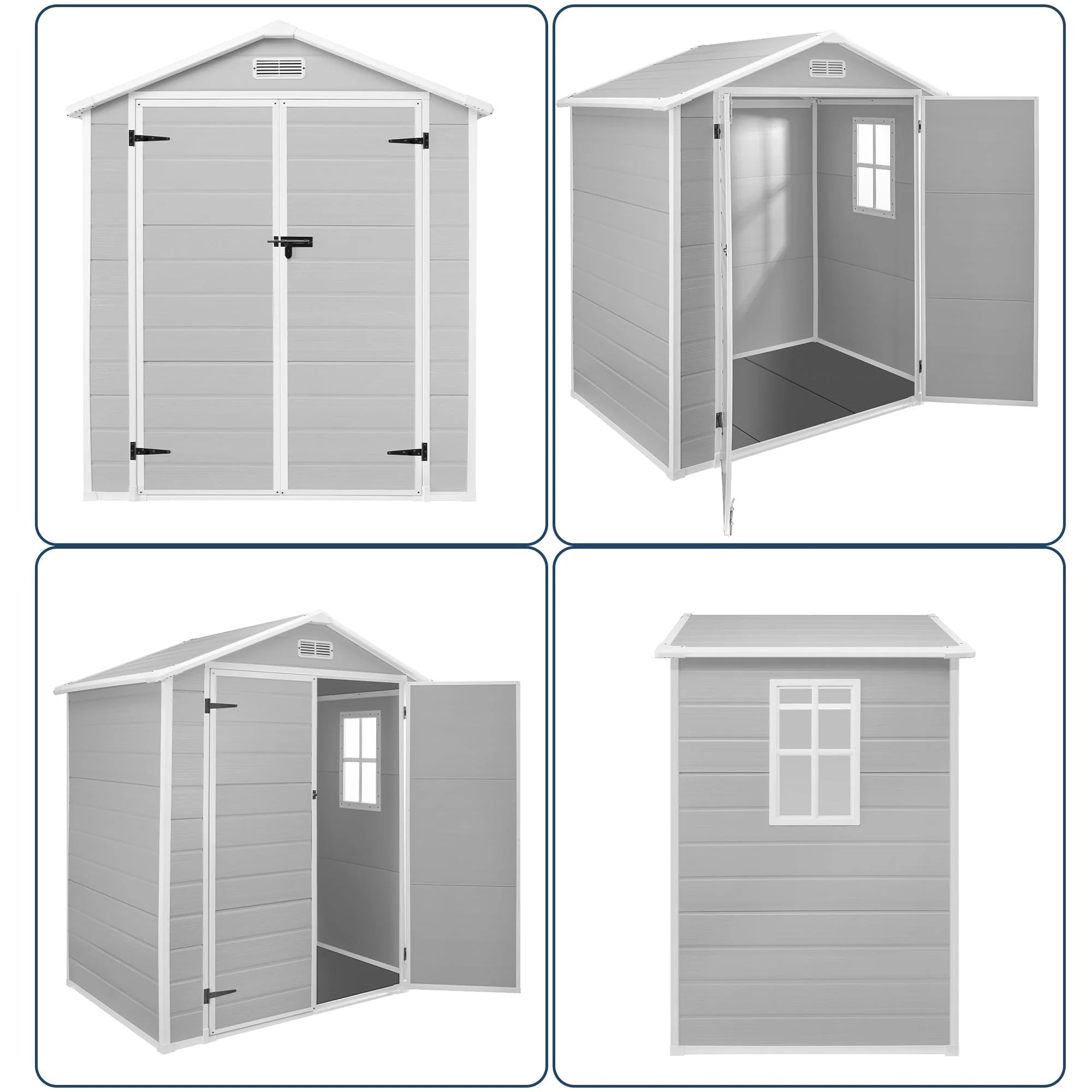 Abri de jardin en résine toutes saisons avec plancher de 1,8 m x 1,2 m / 1,8 m x 2,4 m / 2,4 m x 1,8 m / 2,4 m x 3 m, abri à outils Spire