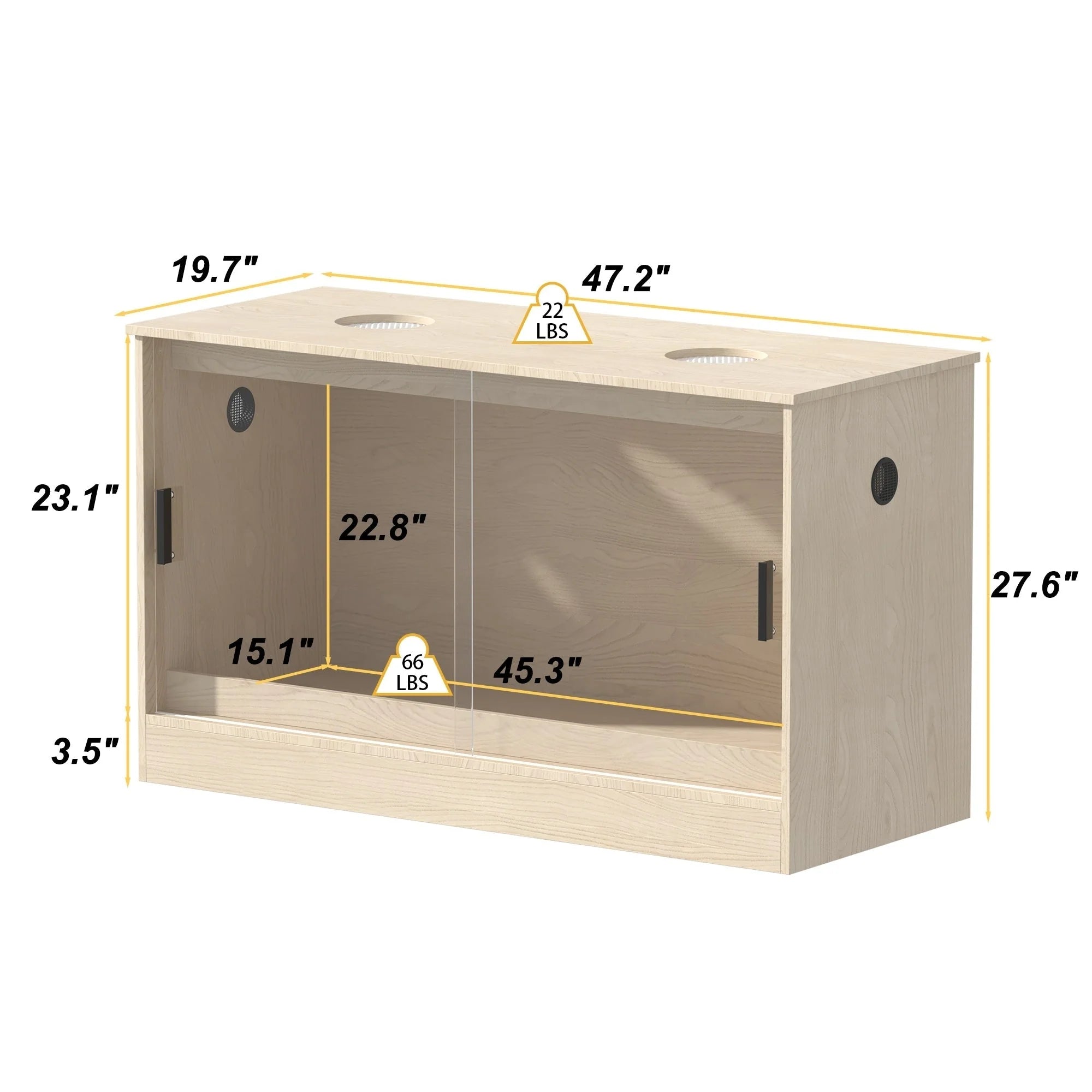 Habitat pour reptiles - Terrarium spacieux pour lézards, serpents et plus encore - 47.2