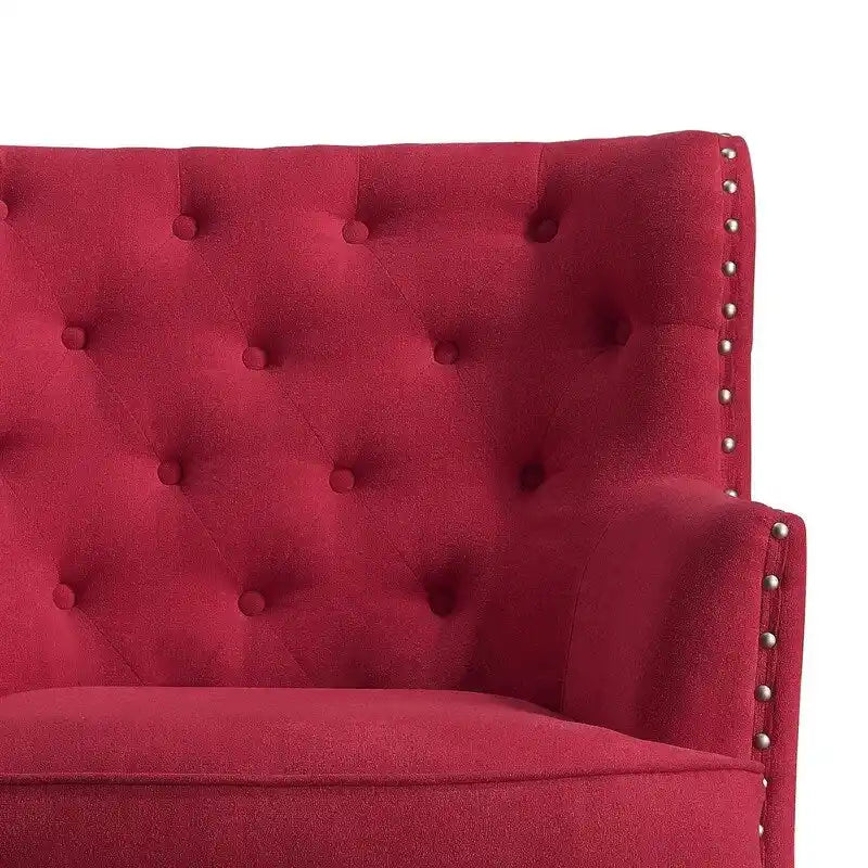Fauteuil d'appoint capitonné à oreilles large de 76 cm en velours/lin Mignon de Moser Bay