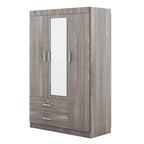 Armoire-penderie 3 portes avec miroir, étagères et 2 tiroirs