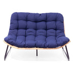 Fauteuil Double Papasan avec Coussin, en Rotin PE Résistant aux Intempéries et Cadre en Métal pour Intérieur et Extérieur