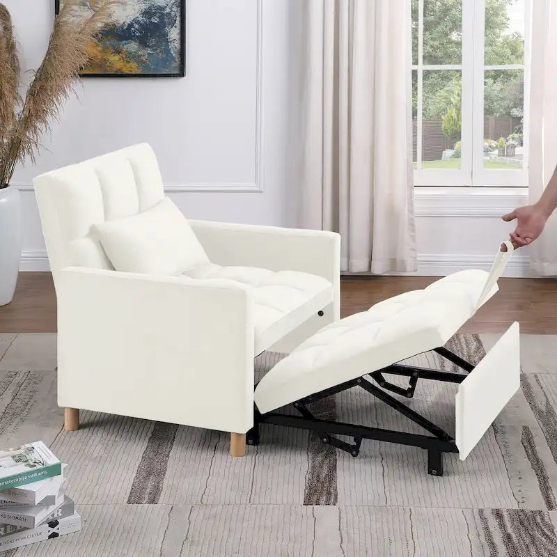 Chaise longue convertible 3-en-1 en lit, noir