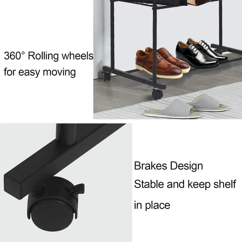 Étagère en Métal avec Roues pour Vêtements
