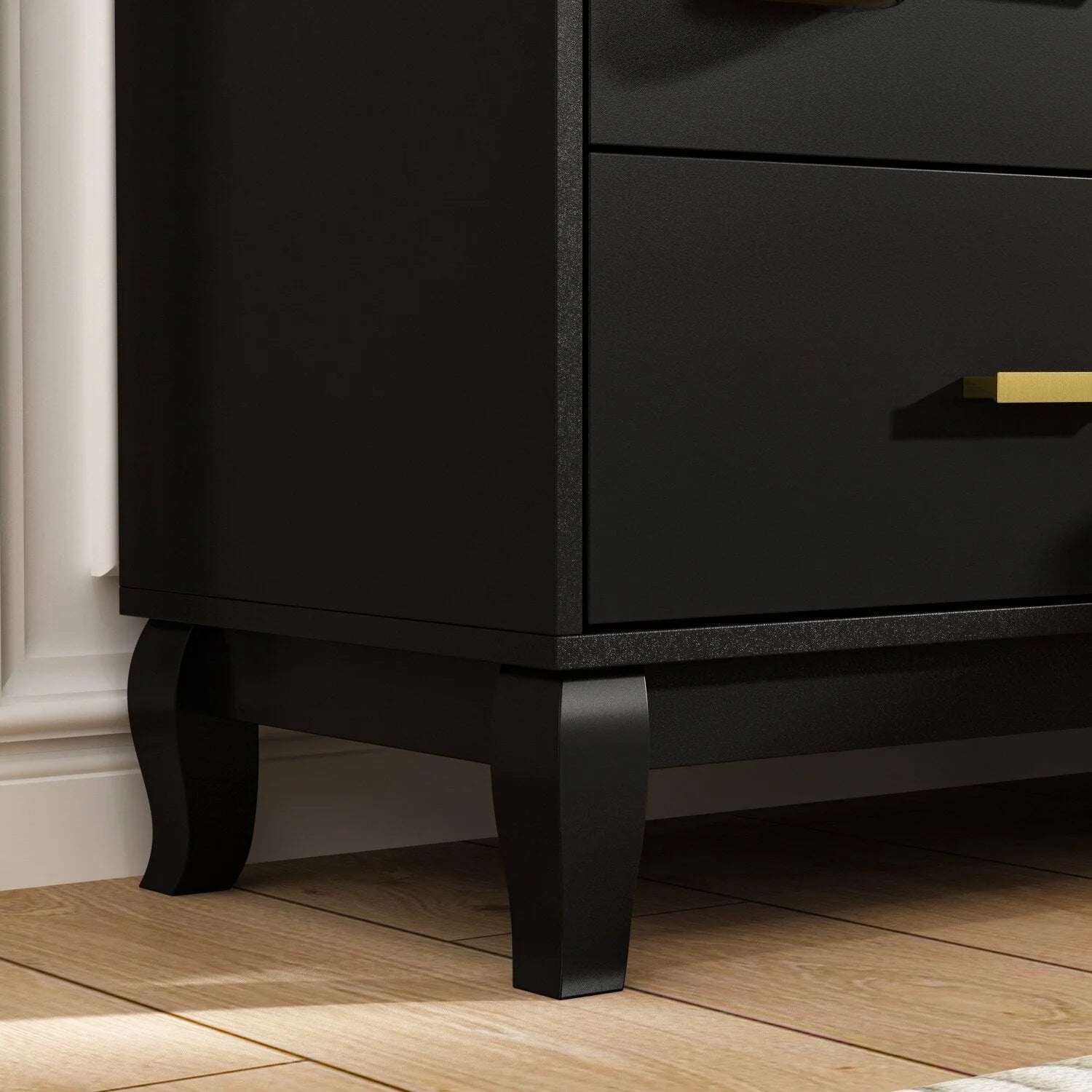 Commode double Timechee à 6 tiroirs, 120 cm de large, pieds en bois massif, finition laquée