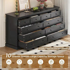 Commode 10 tiroirs, commode en bois 55 grands tiroirs et commodes