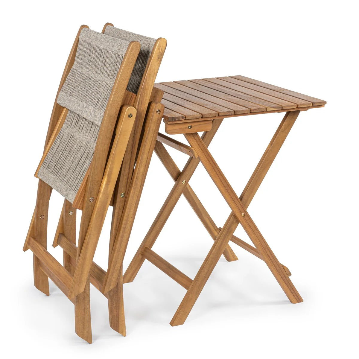 Ensemble de bistro d'extérieur pliant 3 pièces Cadiz Modern Coastal en bois d'acacia, par JONATHAN Y