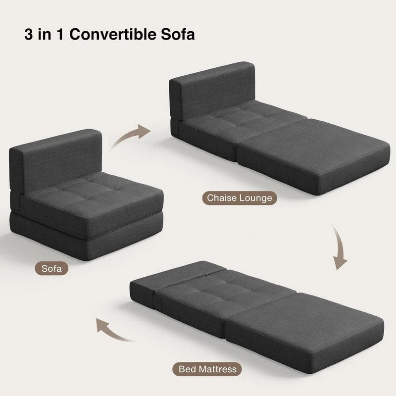 Chaise convertible 3-en-1, chaise pliable, lit-méridienne dépliable