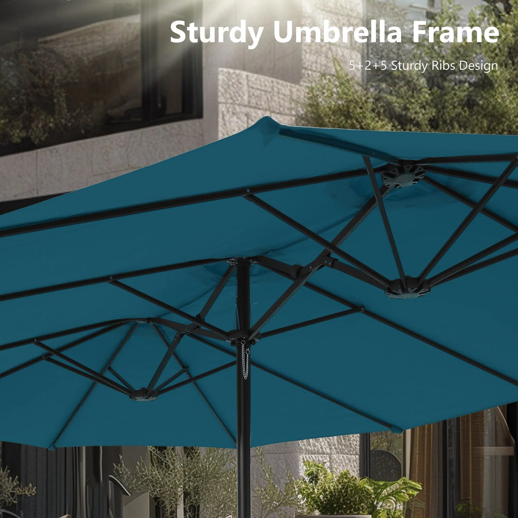 MAISON ARTS Parasol double de 4,5 m pour terrasse, grande taille, avec pied inclus