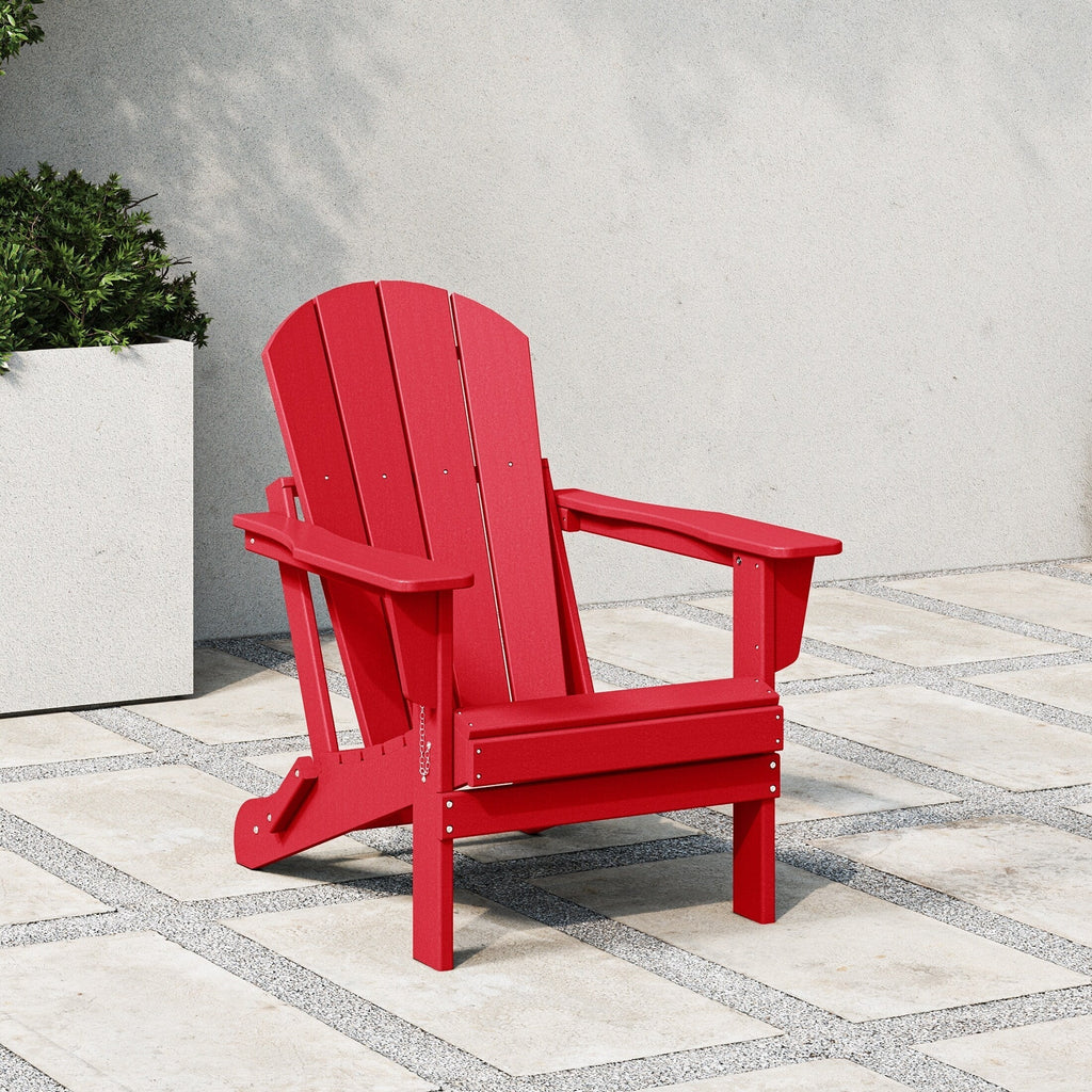 Chaise Adirondack pliante de patio d'extérieur tout temps résistante à la décoloration Polytrends Laguna