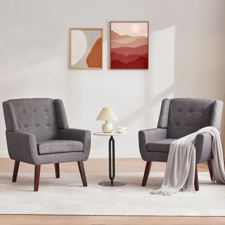 Lot de 2 fauteuils d'appoint modernes capitonnés HUIMO