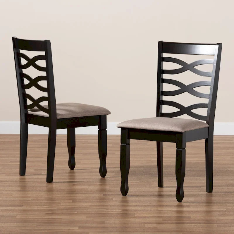 Lot de 2 chaises de salle à manger en bois Lanier (design moderne et contemporain)