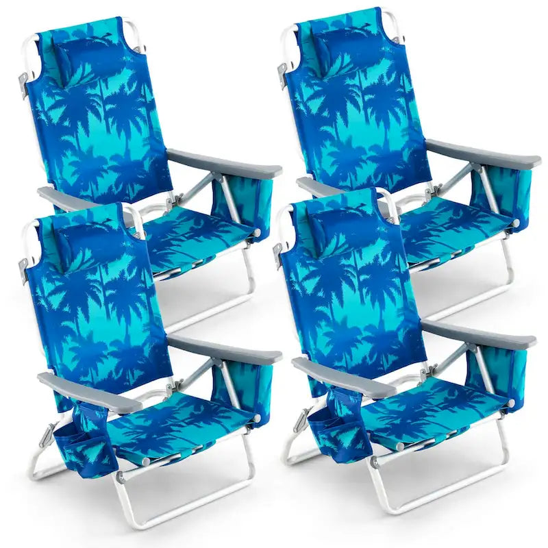 Lot de 4 chaises de plage pliantes de randonnée Costway, 5 positions d'extérieur - Voir détails