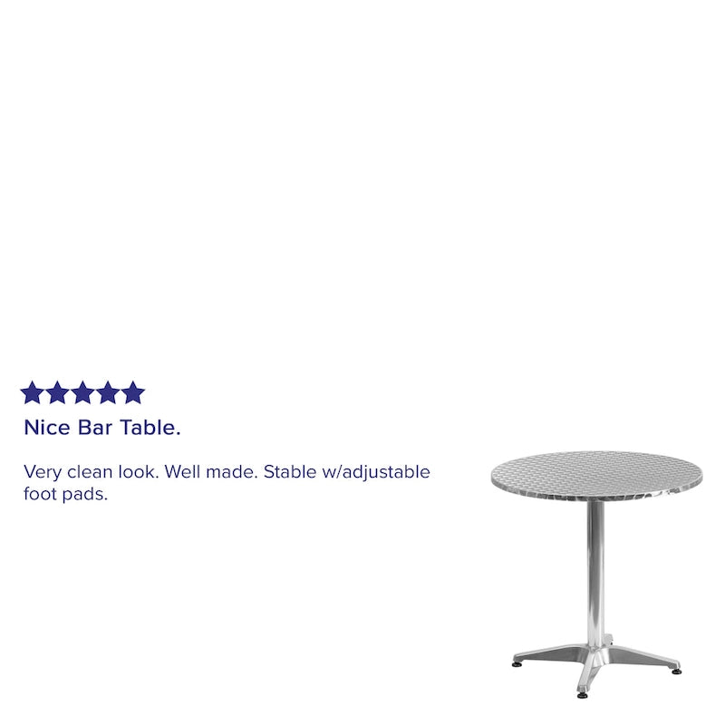 Table d'intérieur/extérieur à plateau lisse en aluminium rond de 27,5 po avec base