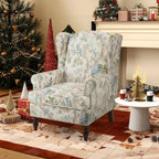 Fauteuil d'appoint moderne Erommy, fauteuil à dossier haut, canapé individuel en tissu capitonné avec pieds en bois pour salon