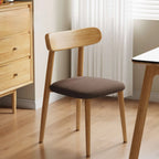 Chaise de salle à manger moderne en cuir sans accoudoirs avec dossier bas