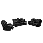 Ensemble canapé inclinable 3 places moderne en cuir avec LED et recharge sans fil