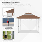 Outsunny Tonnelle Pop Up 3,6 x 3,6 m, Tente Pliante Instantanée avec Murs Latéraux en Maille Filet, Hauteur Réglable sur 3 Niveaux