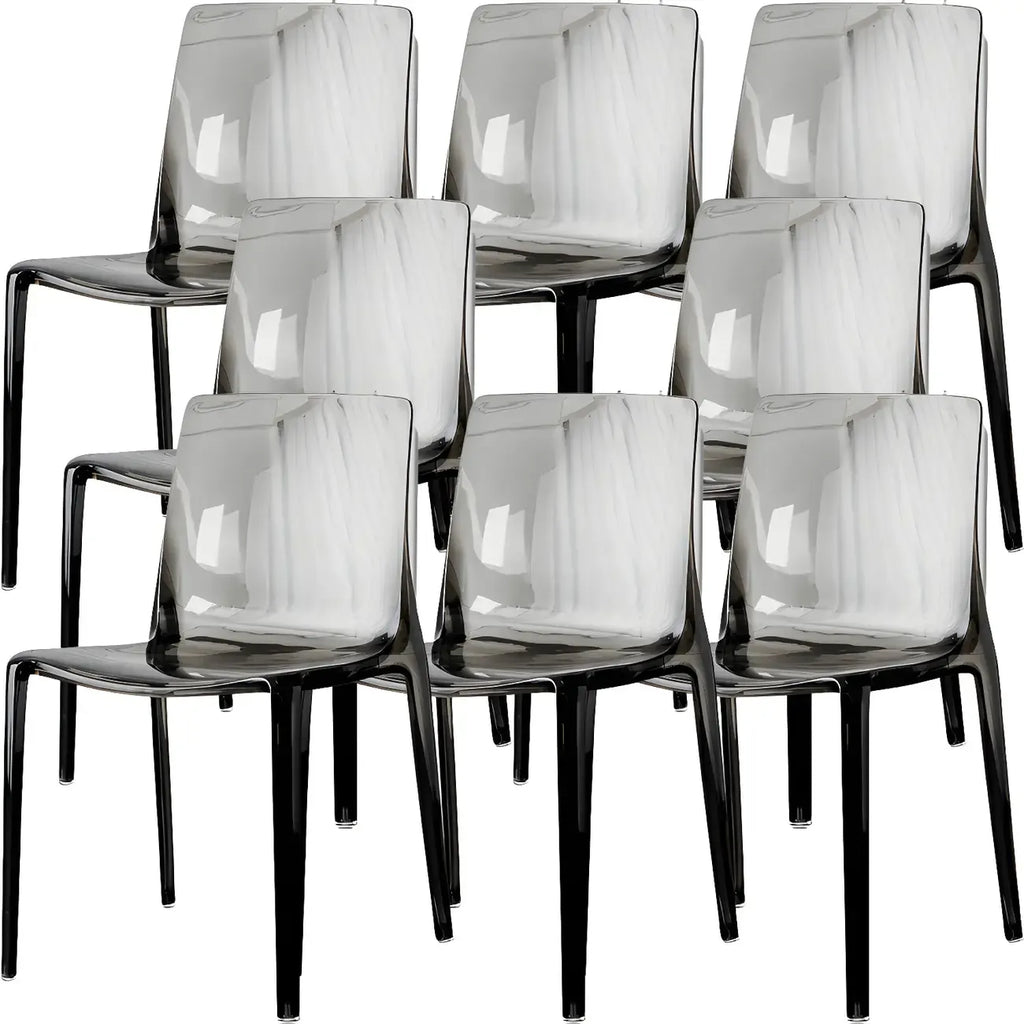 Chaise de salle à manger en acrylique ambré sans accoudoirs à dossier bas