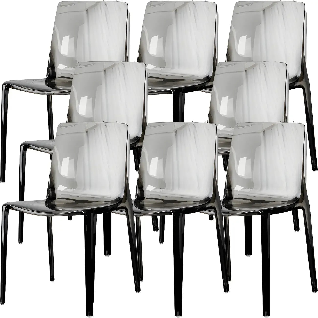 Chaise de salle à manger en acrylique ambré sans accoudoirs à dossier bas