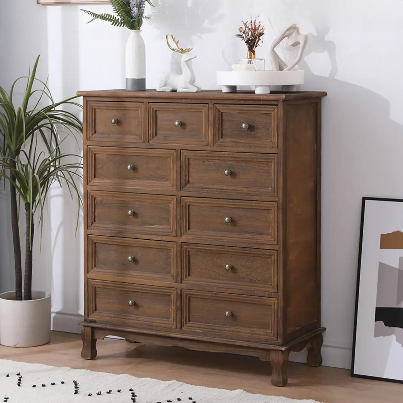 Meuble d'appoint rustique en bois marron pour le rangement du salon