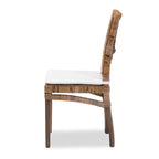 Chaise de salle à manger Laluna en rotin/acajou bohème moderne avec coussin