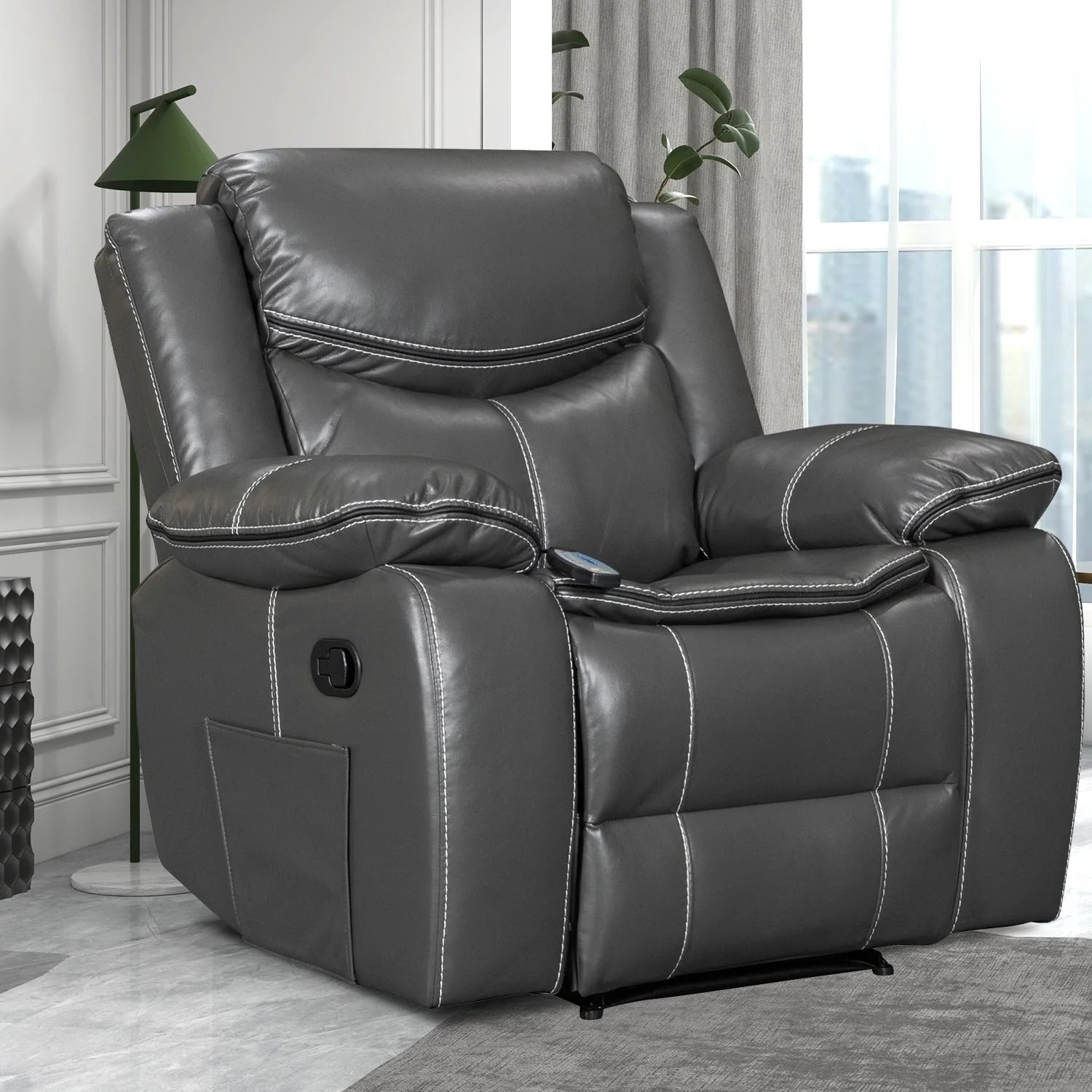 Fauteuil inclinable en cuir, large, durable, avec massage et chauffage