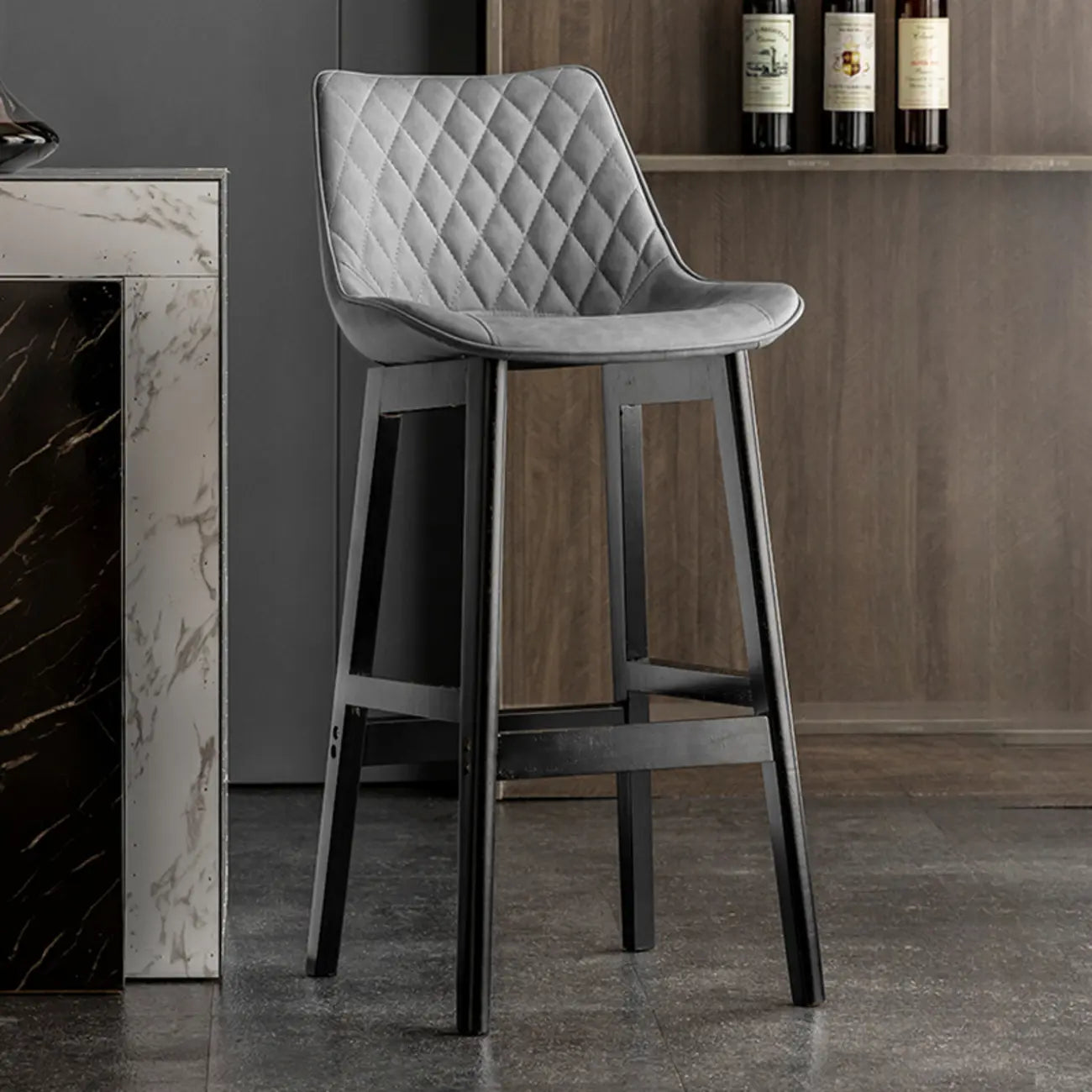 Tabourets de bar en similicuir style Mid-Century Modern avec pieds en bois