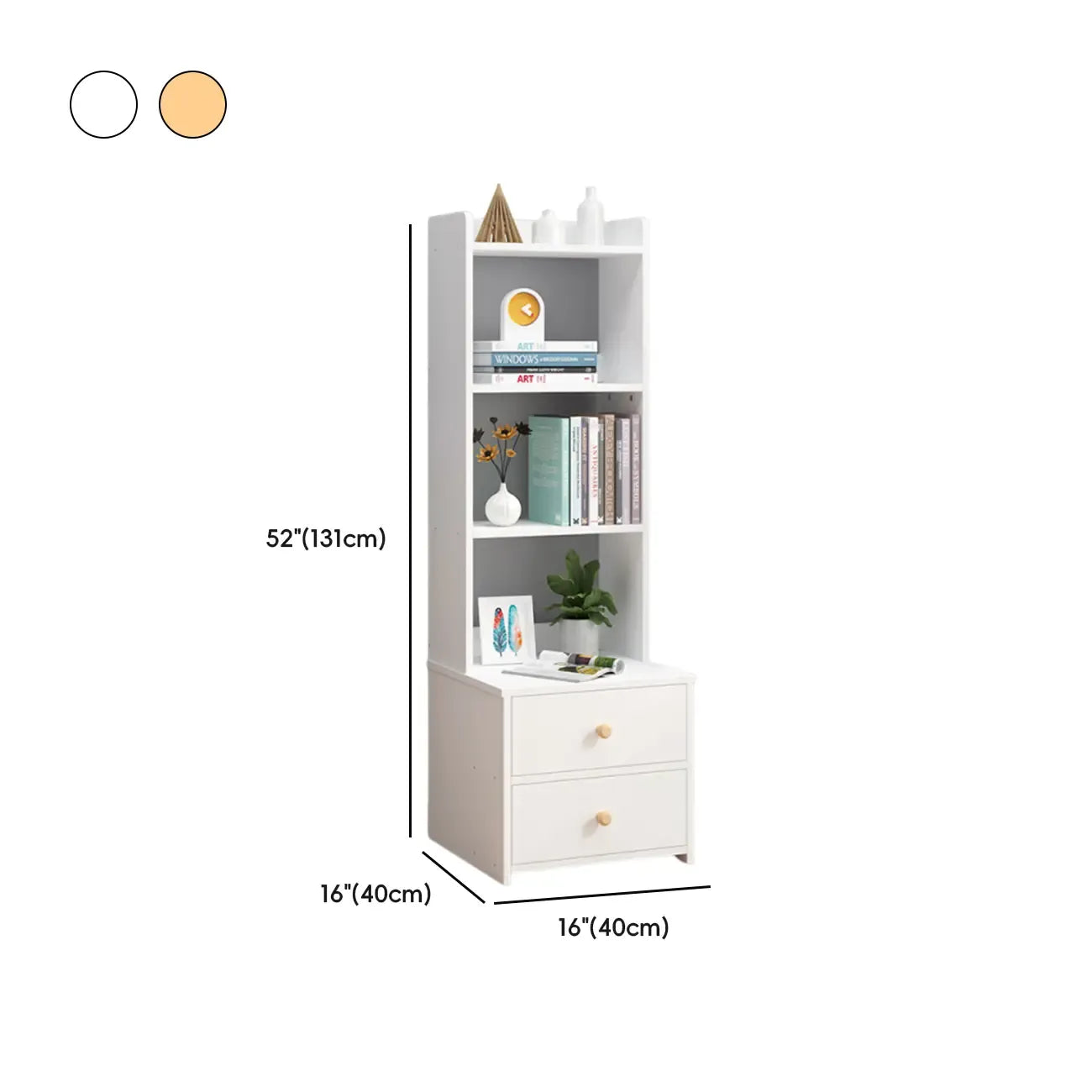 Table de chevet moderne haute en bois avec étagères spacieuses et 2 tiroirs