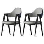 Chaise de salle à manger en cuir moderne avec dossier incurvé et ouvert