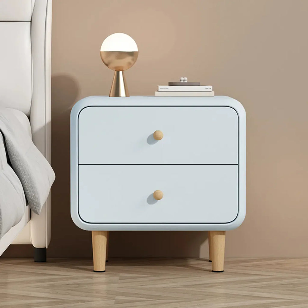 Table de chevet moderne en bois avec 2 tiroirs et pieds