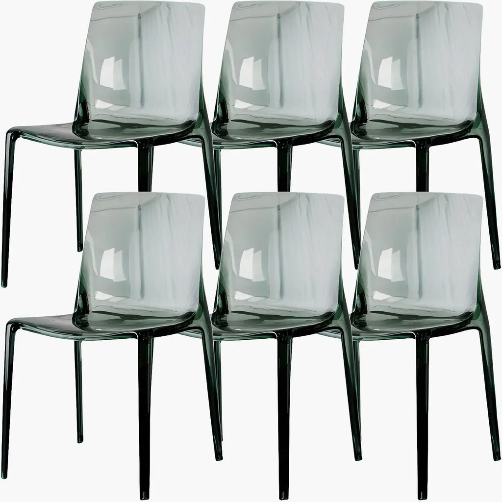 Chaise de salle à manger en acrylique ambré sans accoudoirs à dossier bas
