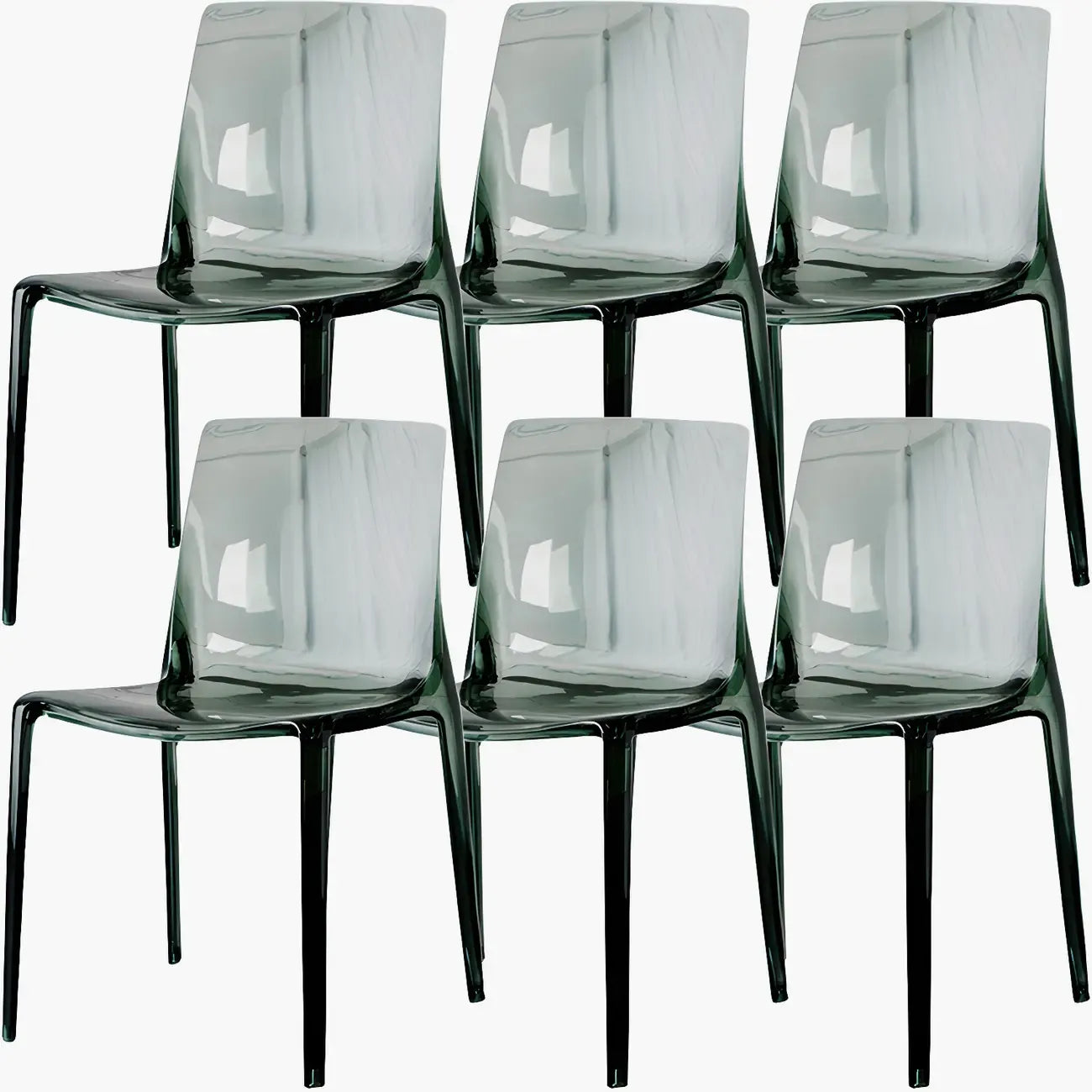 Chaise de salle à manger en acrylique ambré sans accoudoirs à dossier bas