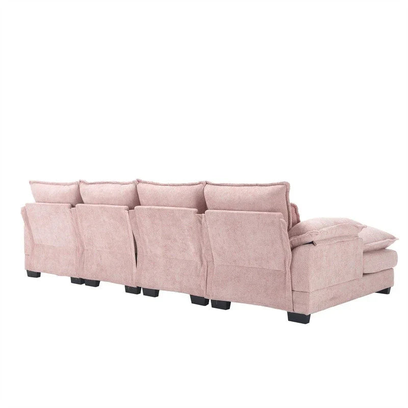 Canapé sectionnel Cloud pour salon, canapé moderne en chenille/bouclette en forme de U, canapé-lit modulaire confortable avec double méridienne