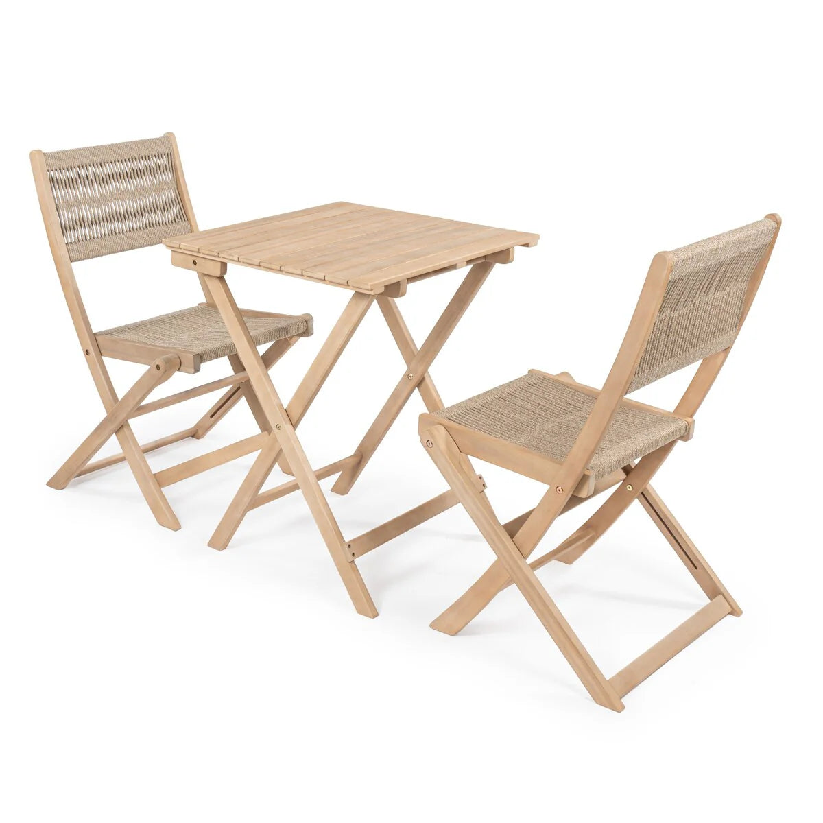 Ensemble de bistro d'extérieur pliant 3 pièces Cadiz Modern Coastal en bois d'acacia, par JONATHAN Y