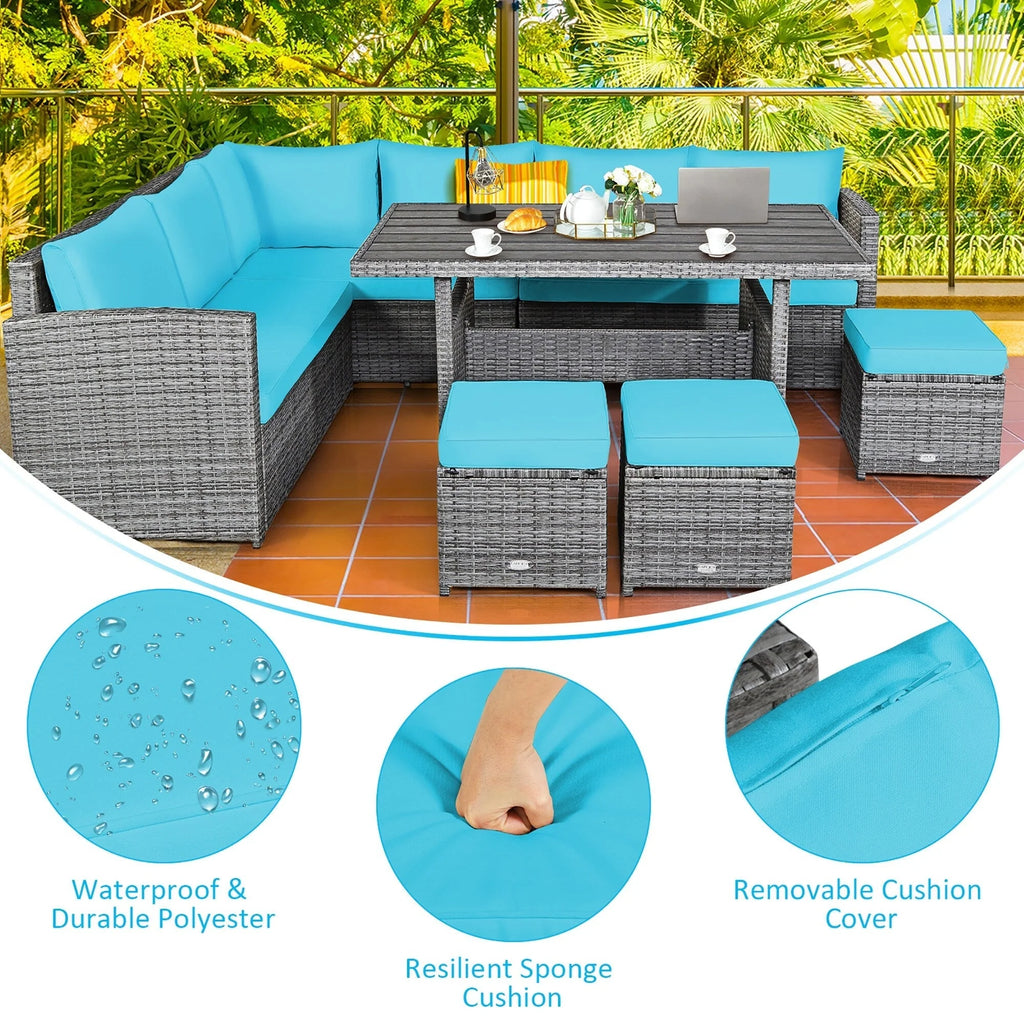 Costway 7 pièces Salon de Jardin en Rotin Canapé Modulable Repose-Pieds - Voir Détails