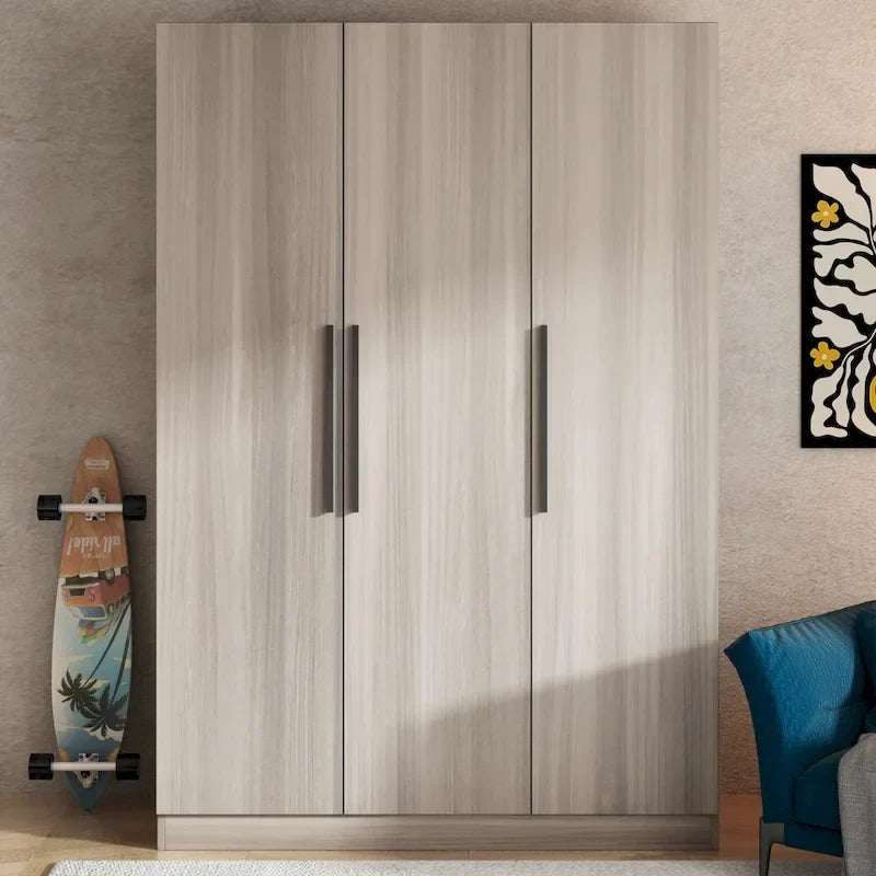Armoire Penderie en Bois avec 6 Cubes de Rangement et Tringle Suspendue
