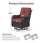 Chaises longues à bascule d'extérieur Gymojoy en osier avec base pivotante (lot de 2)