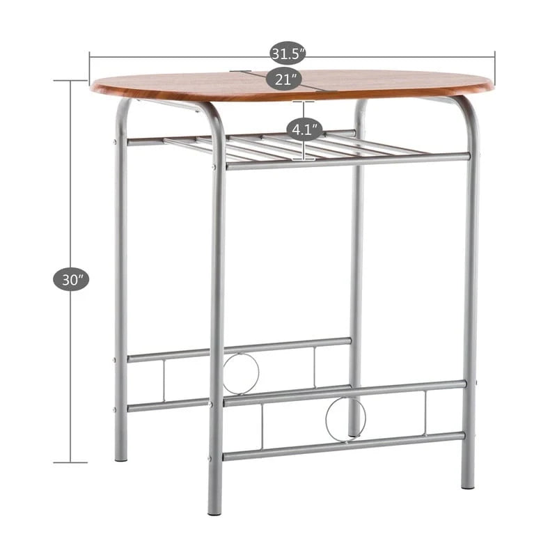 Ensemble table de bar et tabourets 3 pièces gris argenté/brun clair