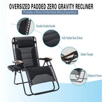 Fauteuil de relaxation zéro gravité XL surdimensionné et rembourré, avec accoudoirs plus larges, inclinable et porte-gobelet - N/A